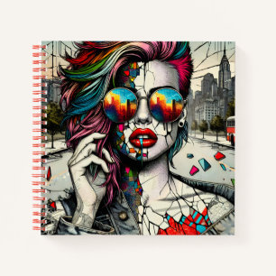 Cuaderno Arte Grunge   Mujer Abstracta Fracturada