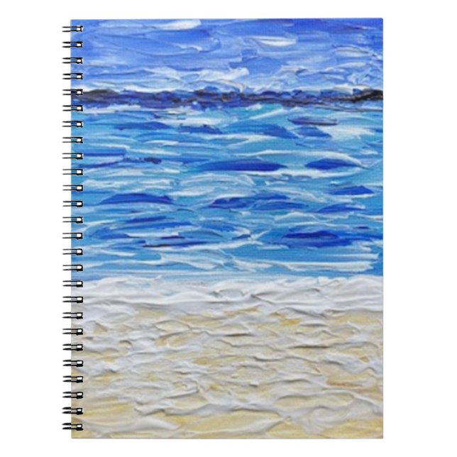 Cuaderno Arte impreso de playa con textura azul (Frente)