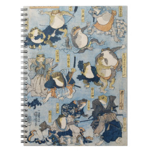 Cuaderno Arte japonés antiguo de ranas guerreras Ukiyo-e