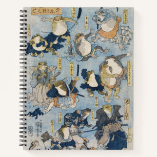 Cuaderno Arte japonés antiguo de ranas guerreras Ukiyo-e