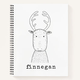 Cuaderno Arte Juguetón de Reno de Navidad con Nombre Person