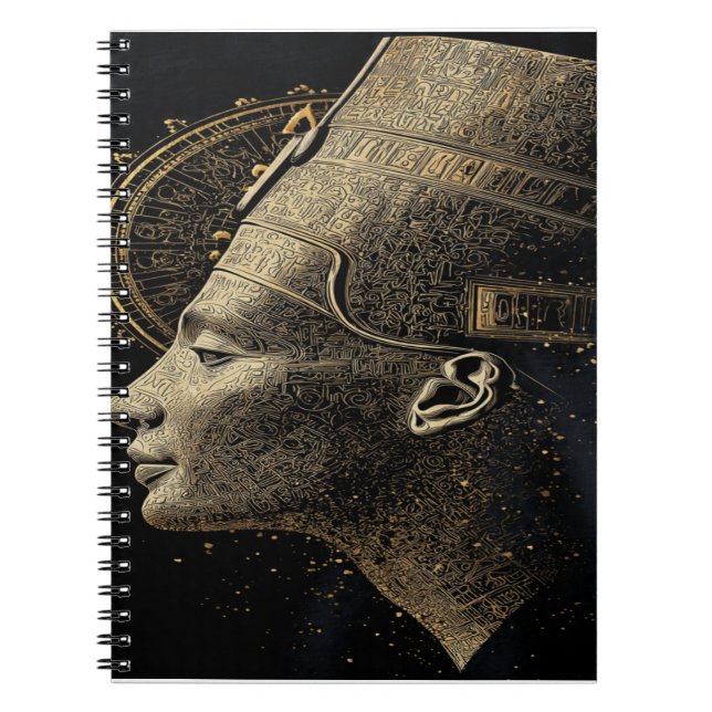 Cuaderno Arte lineal de silueta moderna de Nefertiti (Frente)