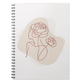 Cuaderno Arte lineal floral abstracto minimalista