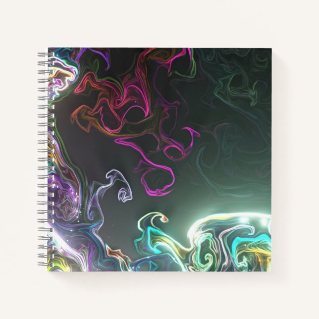 Cuaderno Arte Líquido Abstracto de Neón Negro (Anverso)
