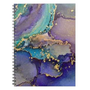 Cuaderno Arte líquido abstracto mármol dorado colorido