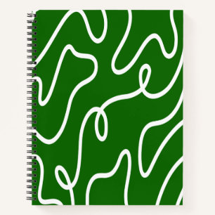 Cuaderno Arte Líquido Orgánico Línea Bosque Verde Ondulado 