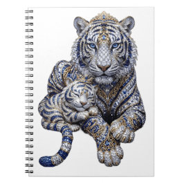 Cuaderno Arte Majestuoso del Tigre Blanco con Joyas Reales