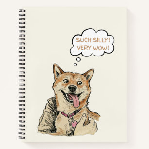 Cuaderno Arte Meme de Shiba Inu "Muy Tonto Muy Wow" Diverti