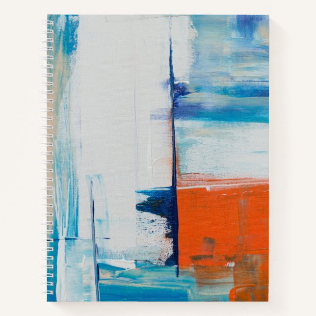 Cuaderno Arte Moderno Azul y Naranja Abstracto (Anverso)