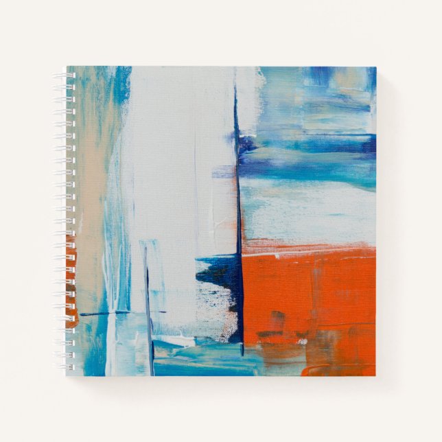 Cuaderno Arte Moderno Azul y Naranja Abstracto (Anverso)