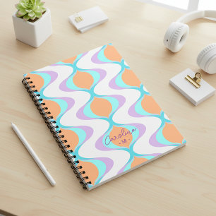 Cuaderno Arte moderno personalizado de olas pastel personal
