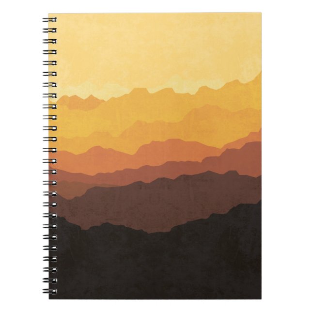 Cuaderno Arte mural bohemio, montaña pastel. (Frente)