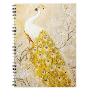 Cuaderno arte mural con temática de pavo real que varía des