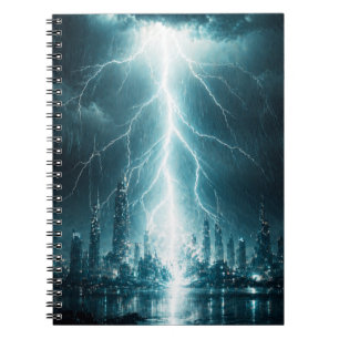 Cuaderno Arte mural de rayo en ciudad futurista – Cyberp