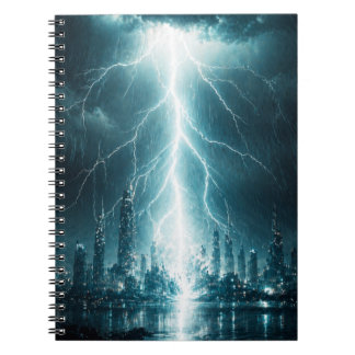 Cuaderno Arte mural de rayo en ciudad futurista – Cyberp