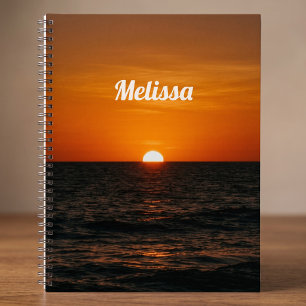 Cuaderno Arte mural personalizado del océano al atardecer