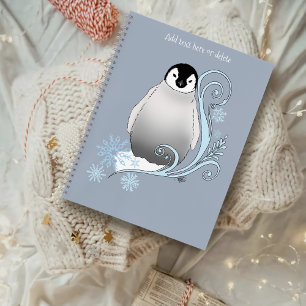 Cuaderno Arte Nouveau de pingüino invernal caprichoso copos