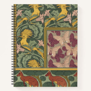 Cuaderno Arte Nouveau Verde Salvia Pendiente Mariposa Abubi