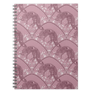 Cuaderno Arte Nuevo Patrón de Damasco de Zorro en Rosa
