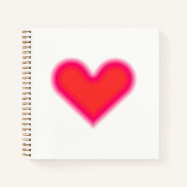 Cuaderno Arte óptico de corazón rojo rosa