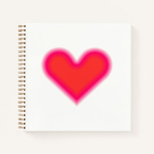 Cuaderno Arte óptico de corazón rojo rosa blanco