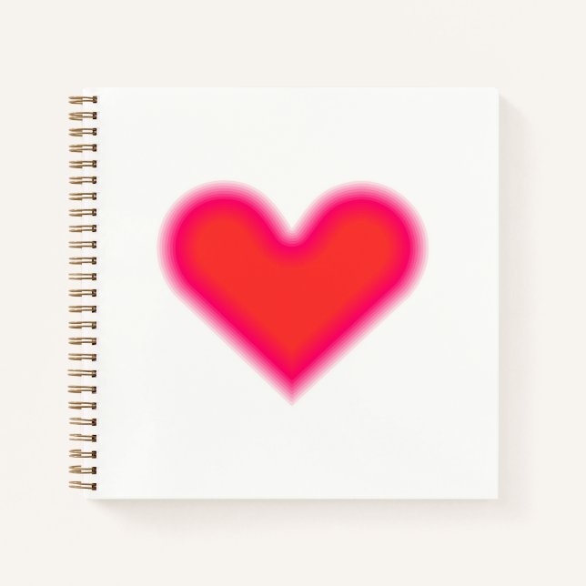 Cuaderno Arte óptico de corazón rojo rosa blanco (Anverso)