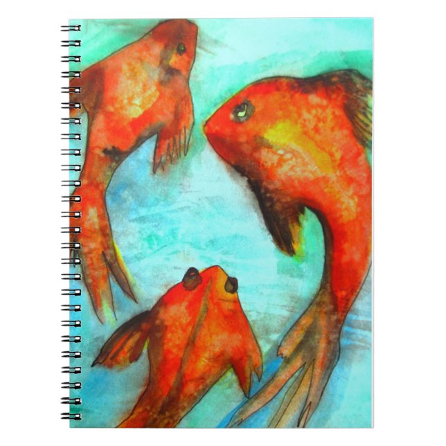 Cuaderno Arte original de acuarela de peces dorados naranja (Frente)