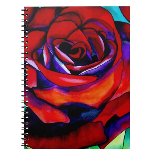 Cuaderno Arte original de la flor macro Rosa Roja (Frente)
