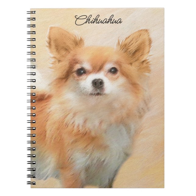 Cuaderno Arte original de la pintura de perro de Chihuahua, (Frente)