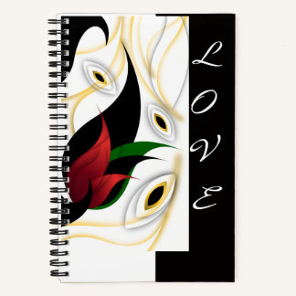 Cuaderno Arte ornamental abstracto negro, dorado, rojo y ve