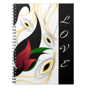 Cuaderno Arte ornamental abstracto negro, dorado, rojo y ve