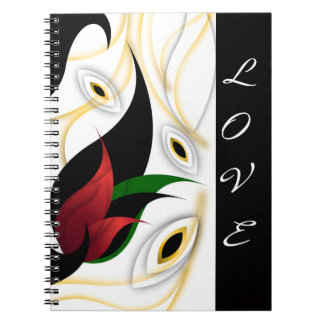 Cuaderno Arte ornamental abstracto negro, dorado, rojo y ve