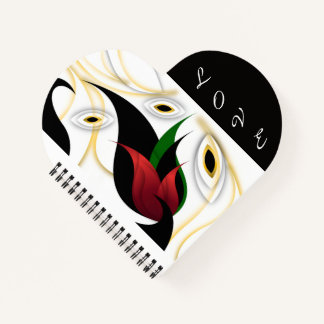 Cuaderno Arte ornamental abstracto negro, dorado, rojo y ve