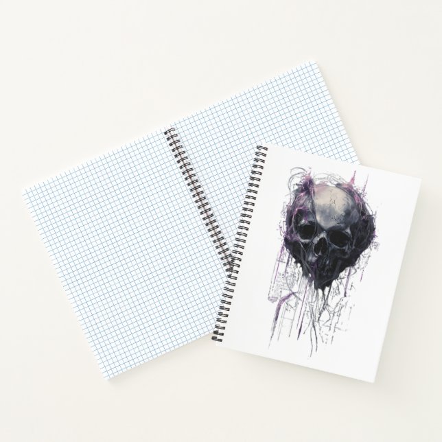 Cuaderno Arte oscuro abstracto grunge de cráneo etéreo (Interior)