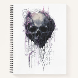 Cuaderno Arte oscuro abstracto grunge de cráneo etéreo