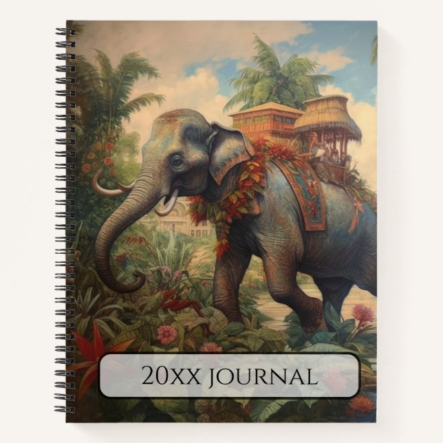 Cuaderno Arte personalizado de jardín tropical con elefante (Anverso)