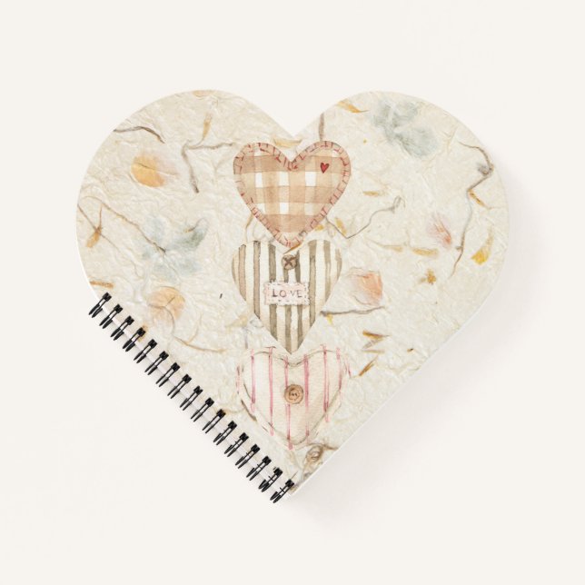 Cuaderno Arte personalizado de morera de moda con corazones (Anverso)