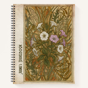 Cuaderno Arte personalizado Nouveau Petunia Botánica Vintag