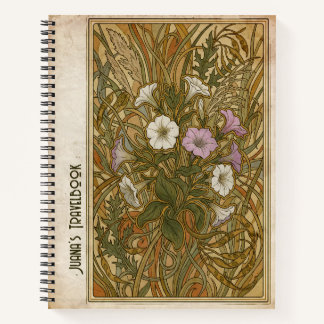 Cuaderno Arte personalizado Nouveau Petunia Botánica Vintag
