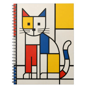 Cuaderno Arte Pop Abstracto Geométrico de Gato al Estilo Mo
