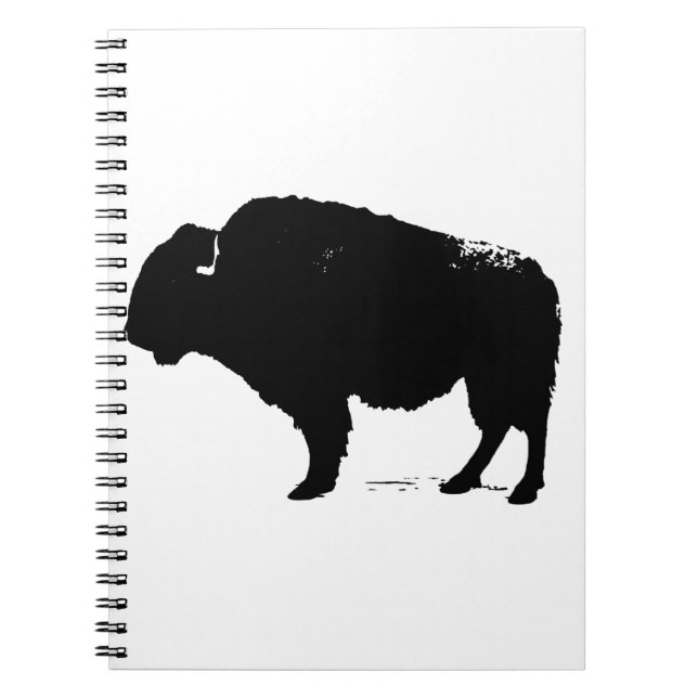 Cuaderno Arte pop de búfalo de bisonte blanco y negro (Frente)