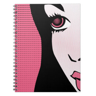 Cuaderno Arte Pop de Cómic Moderno de la Cara de una Mujer