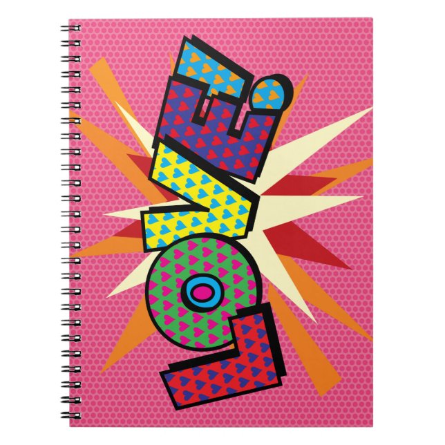 Cuaderno Arte Pop de Cómic Retro Divertido LOVE (Frente)