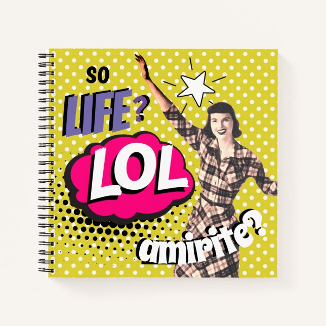 Cuaderno Arte pop de cómic retro señora divertida  (Anverso)