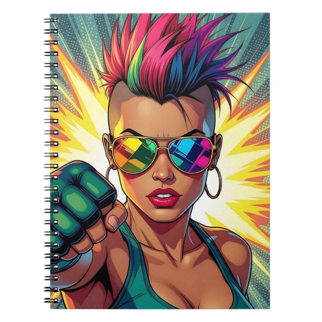Cuaderno Arte pop de la lesbiana LGBT Mohawk Uppercut (Frente)