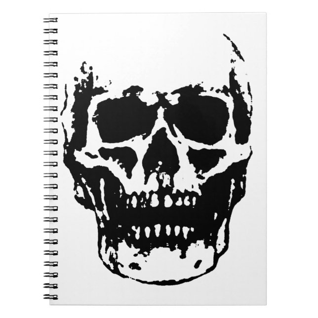 Cuaderno Arte pop del cráneo blanco negro (Frente)