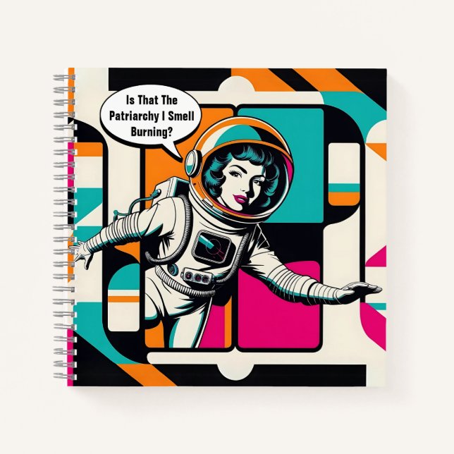 Cuaderno Arte pop feminista astronauta portátil espiral (Anverso)