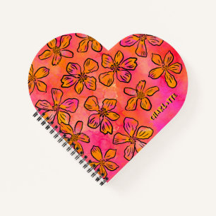 Cuaderno Arte Pop Floral Rosa Personalizado