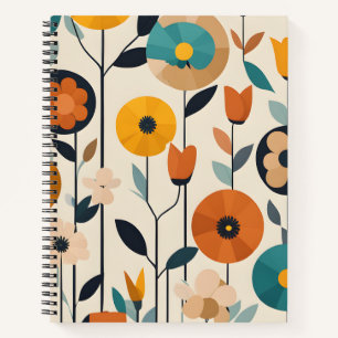 Cuaderno Arte Pop Modernista de Mediano Siglo Flores Colori