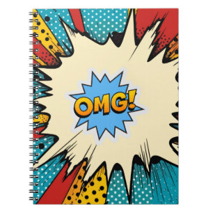 Cuaderno Arte pop moderno de moda Retro OMG años 50 rojo az